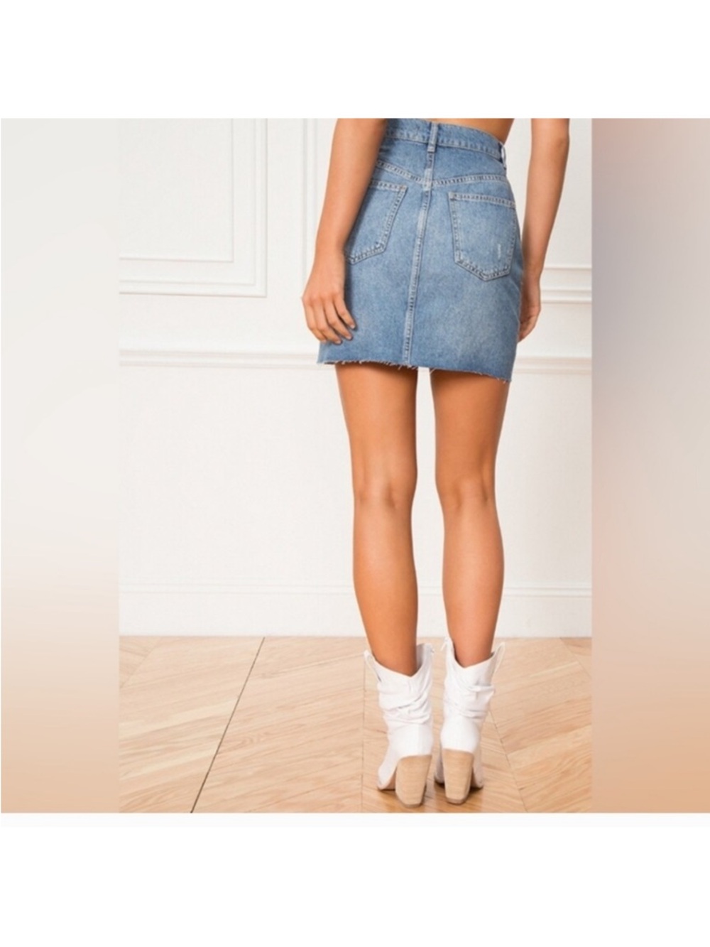 Free People We The Free Hallie Denim Mini Skirt NWT -30 - Picture 2 of 3
